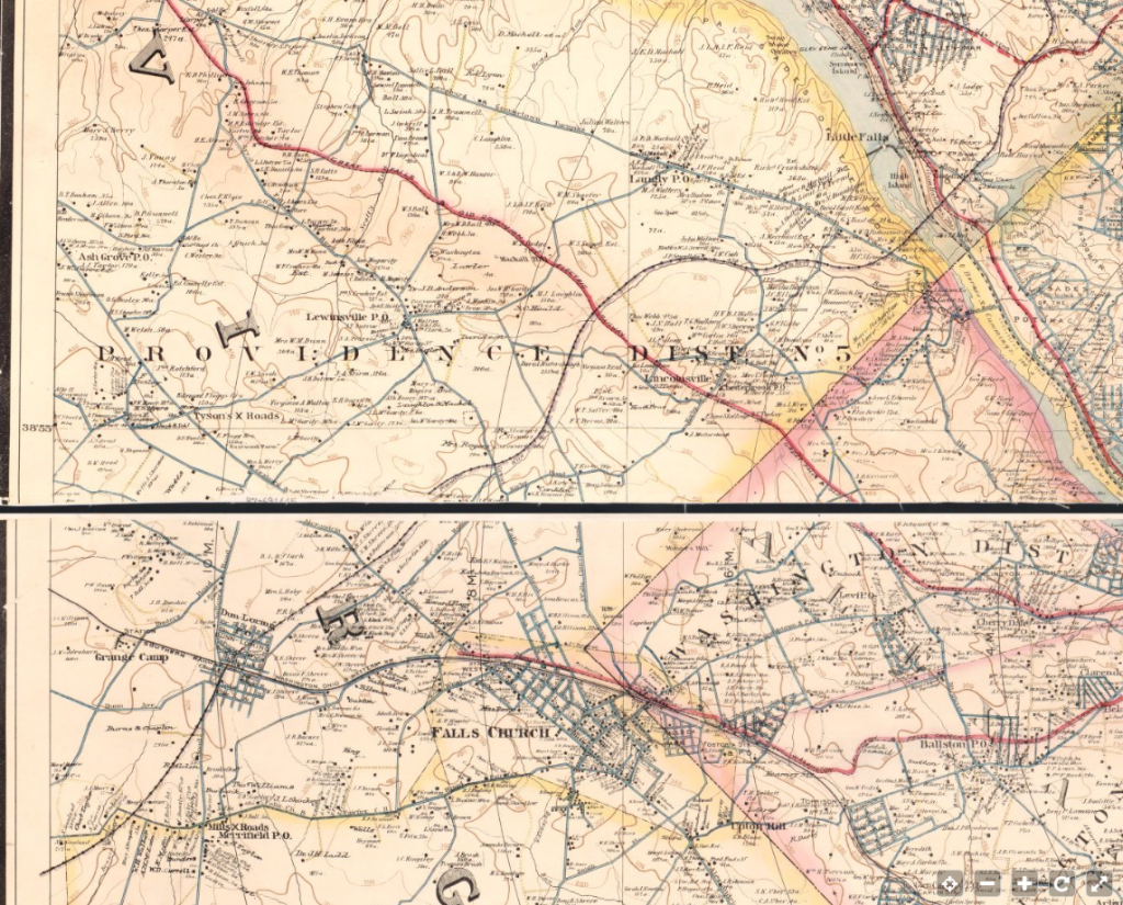 Baist map showing B&O line through VA