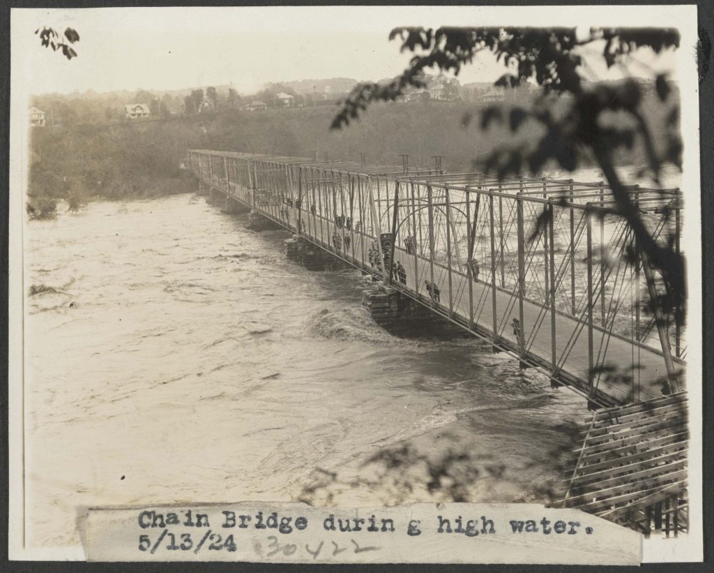 May 13, 1924, Chain Bridge during high water.
